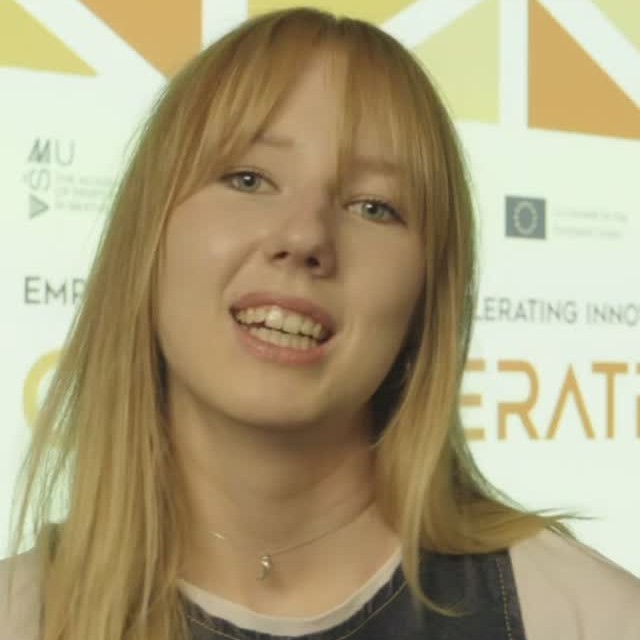 Emília Širotníková, VŠMU, interviewed at the C-Accelerate+ Incubator in Bratislava